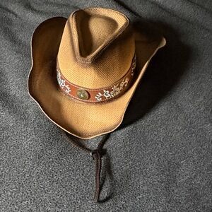 Tan Cowboy Hat with Embroidered Band